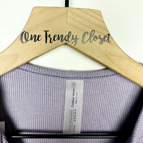 Outdoor Voices NWT CozyRib Cropped Cardigan Earl Grey Size Small - Picture 4 of 6